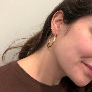 14k Solid Gold Big Square Hoop Earrings